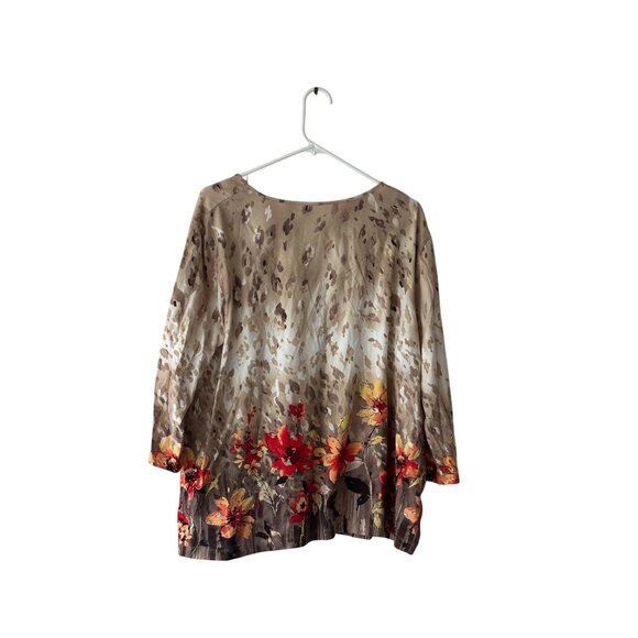 Womens Floral Print Tunic Top 3/4 Sleeves Plus Size 2XL Romantic Whimsical Boho - Picture 7 of 7